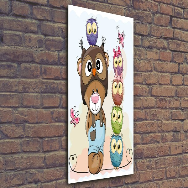 Quadro vetro verticale Orsacchiotti e gufi