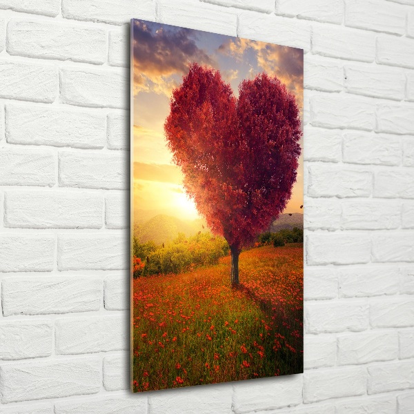 Quadro di vetro verticale Albero del cuore
