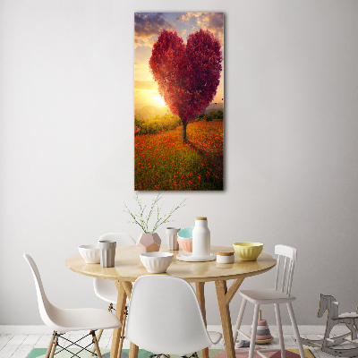 Quadro di vetro verticale Albero del cuore