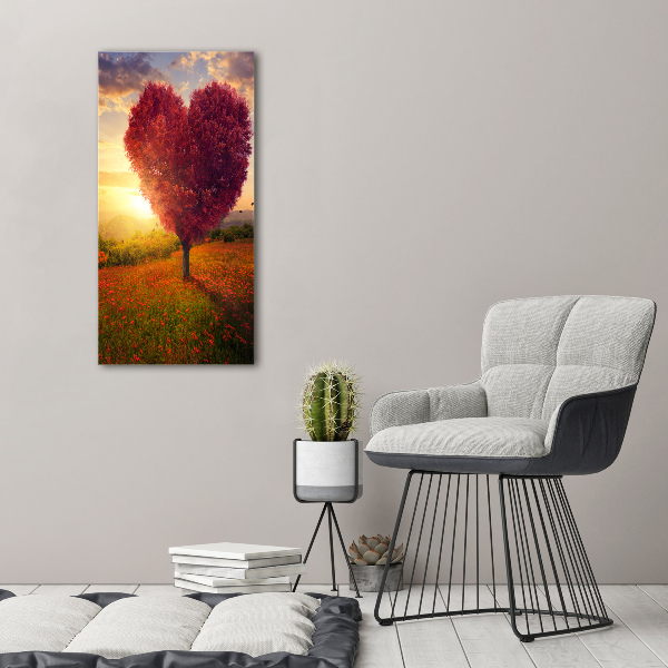 Quadro di vetro verticale Albero del cuore