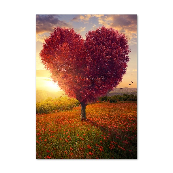 Quadro di vetro verticale Albero del cuore