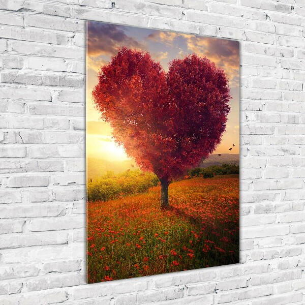 Quadro di vetro verticale Albero del cuore