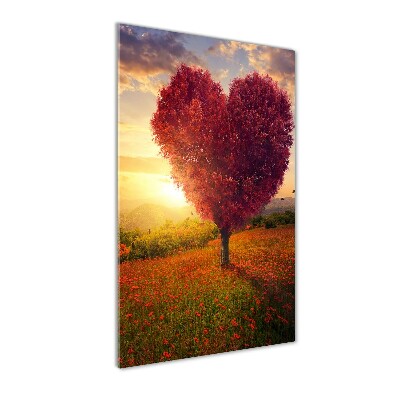 Quadro di vetro verticale Albero del cuore