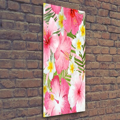 Quadro stampa su vetro verticale Fiori tropicali