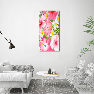 Quadro stampa su vetro verticale Fiori tropicali