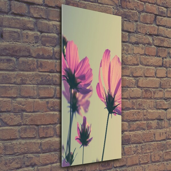 Quadro stampa su vetro verticale Fiori rosa