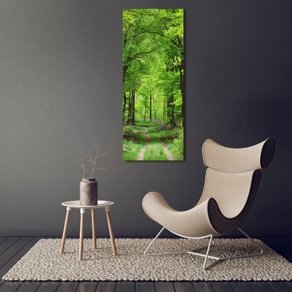 Quadro stampa su vetro verticale Foresta verde