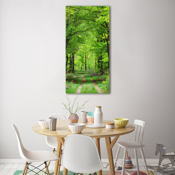 Quadro stampa su vetro verticale Foresta verde
