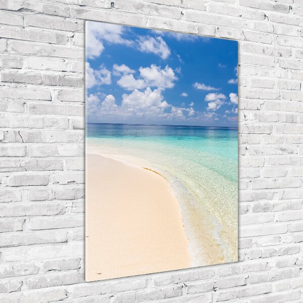 Quadro vetro verticale Spiaggia delle Maldive