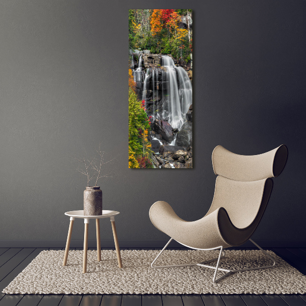Quadro in vetro verticale Cascata in autunno