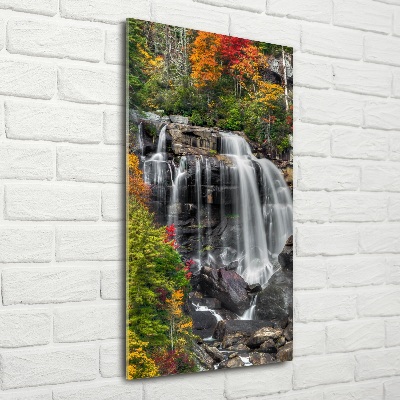Quadro in vetro verticale Cascata in autunno