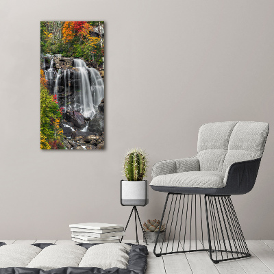 Quadro in vetro verticale Cascata in autunno