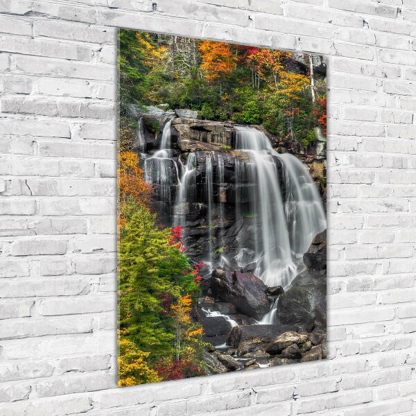 Quadro in vetro verticale Cascata in autunno