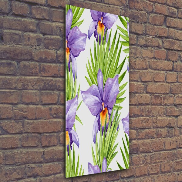 Quadro in vetro verticale Orchidee e palme