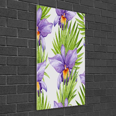 Quadro in vetro verticale Orchidee e palme