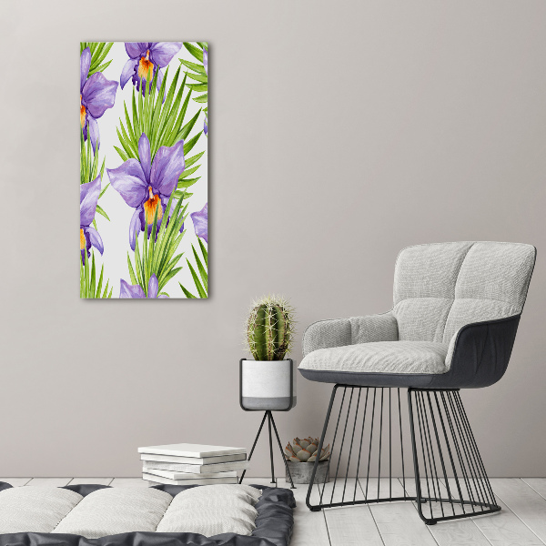 Quadro in vetro verticale Orchidee e palme