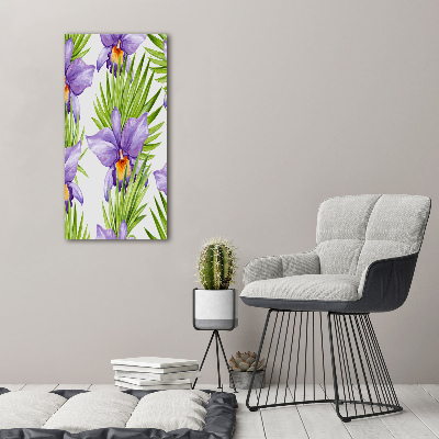 Quadro in vetro verticale Orchidee e palme