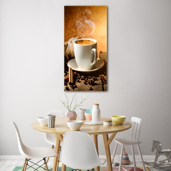 Quadro vetro verticale Una tazza di caffè