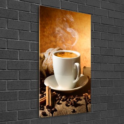 Quadro vetro verticale Una tazza di caffè