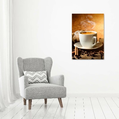 Quadro vetro verticale Una tazza di caffè