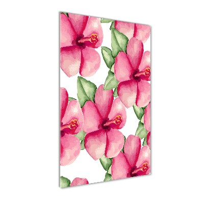 Quadro di vetro verticale Fiori tropicali