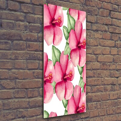 Quadro di vetro verticale Fiori tropicali