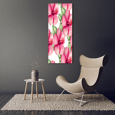 Quadro di vetro verticale Fiori tropicali