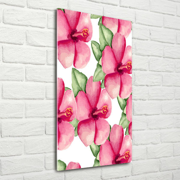 Quadro di vetro verticale Fiori tropicali