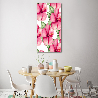 Quadro di vetro verticale Fiori tropicali