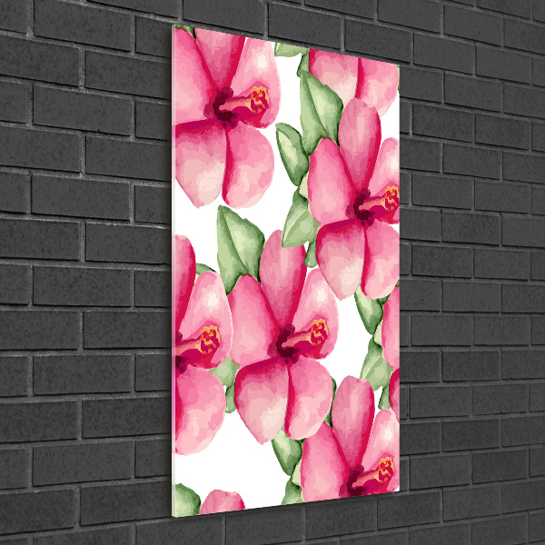 Quadro di vetro verticale Fiori tropicali