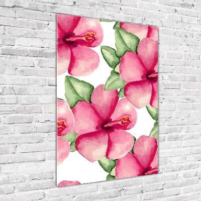 Quadro di vetro verticale Fiori tropicali