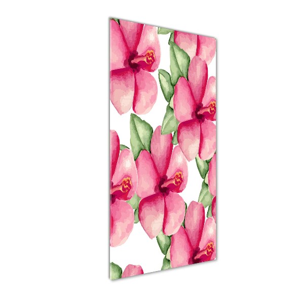 Quadro di vetro verticale Fiori tropicali