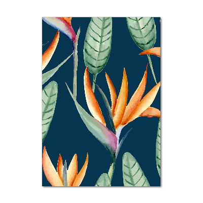 Quadro stampa su vetro verticale Strelitzia reginae