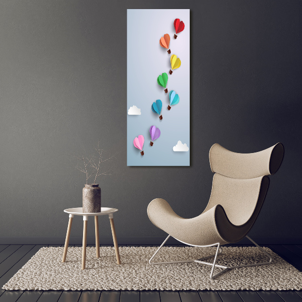 Quadro in vetro verticale Palloncini a forma di cuore