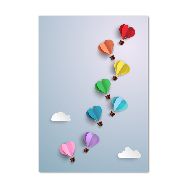Quadro in vetro verticale Palloncini a forma di cuore