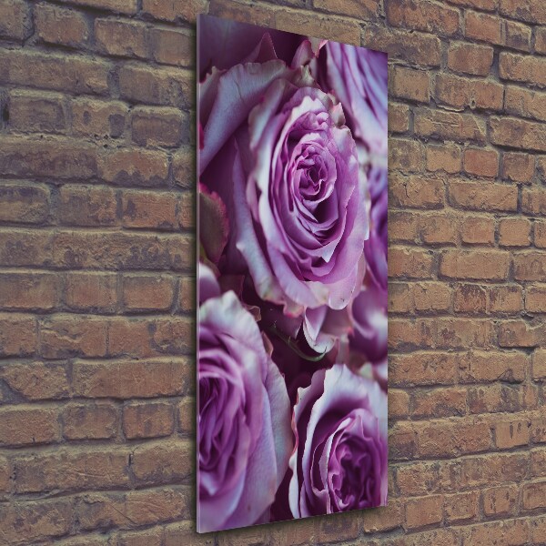 Quadro in vetro verticale Rose viola