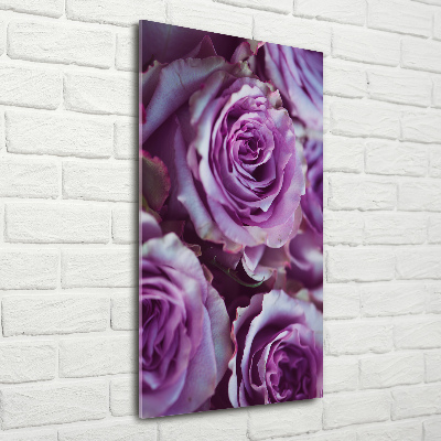 Quadro in vetro verticale Rose viola