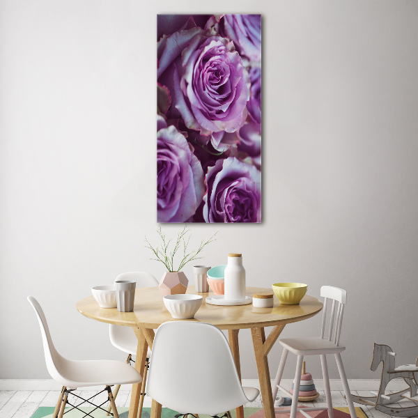 Quadro in vetro verticale Rose viola