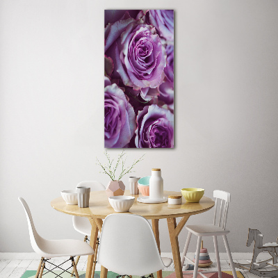 Quadro in vetro verticale Rose viola