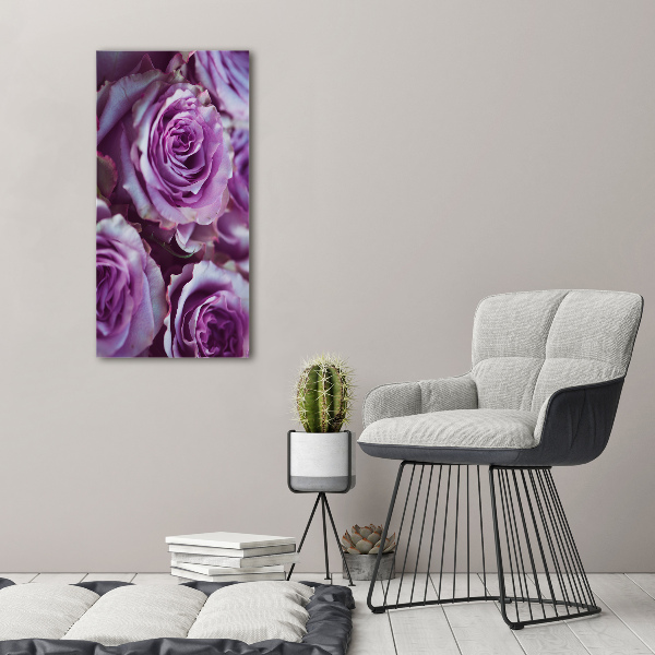 Quadro in vetro verticale Rose viola