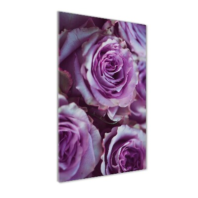 Quadro in vetro verticale Rose viola