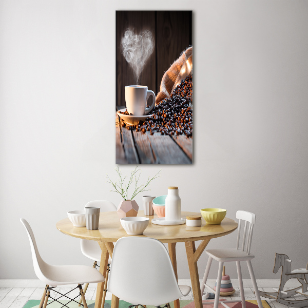 Quadro di vetro verticale Una tazza di caffè