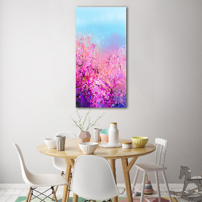 Quadro vetro verticale Fiori di ciliegio