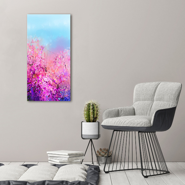 Quadro vetro verticale Fiori di ciliegio