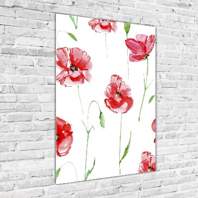 Quadro stampa su vetro verticale Papaveri
