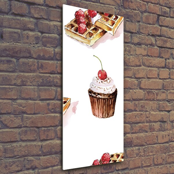 Quadro di vetro verticale Muffin e waffle