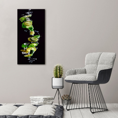 Quadro vetro verticale Lime e limoni
