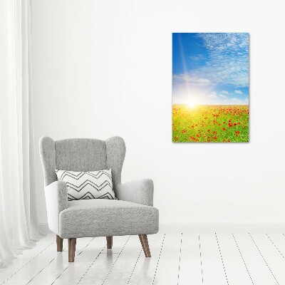 Quadro stampa su vetro verticale Campo di papaveri