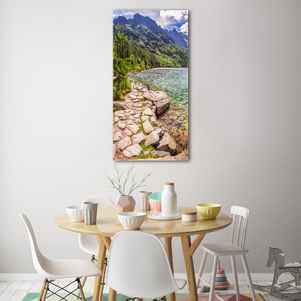 Quadro di vetro verticale L'occhio del mare dei Monti Tatra