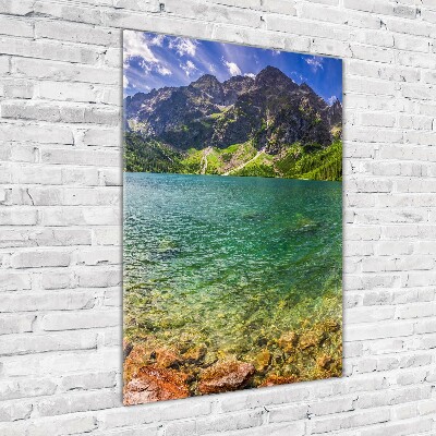 Quadro di vetro verticale L'occhio del mare dei Monti Tatra